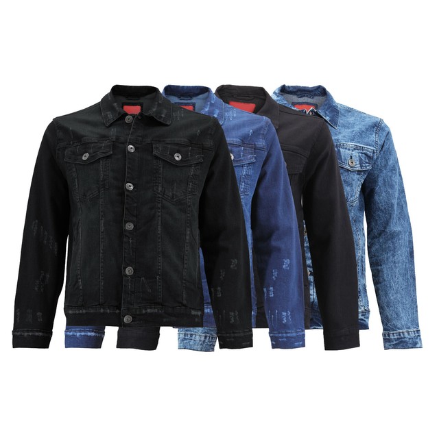 distressed black jean jacket mens