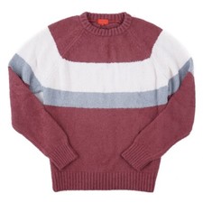 Isaia Relaxed-Fit Burgundy Colorblock Terry Textured Silk-Cashmere Sweater M NWT
