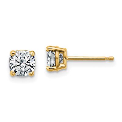 Ohrringe 14 Karat Gelbgold 1 kt 5 mm Kissen G H I True Light Moissanit