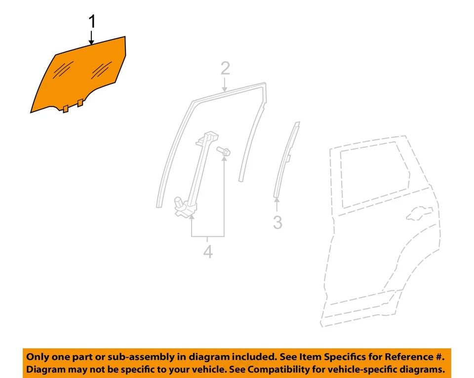 Rear Left Door Glass Turbo OEM 2007 2008 2009 2010 2011 2012 Acura RDX - Image 3 of 4