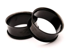 Pair of BLACK Steel Single Flare Tunnels set gauges plugs PICK SIZE