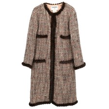 Chanel Single Breasted Tweed Coat Pink 03A #38 168959
