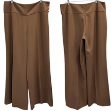 Oscar by Oscar De La Renta Tan Wide Leg Pants Side Button Detail Size 16 Career