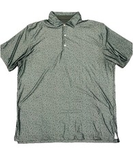 Hickey Freeman Performance Fabric Green Pattern Polo Golf Shirt Size XL
