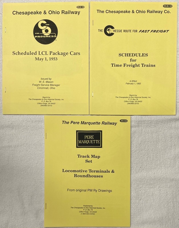 Chesapeake & Ohio/Pere Marquette HS books: schedules and track map set, reprints