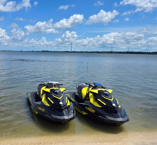 A pair of 2 (TWO) 2016 Sea-Doo GTR 215 Jet Skis - WITH TRAILER