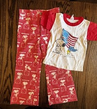 Vintage 1958 Snoopy Ringer T-Shirt and bell bottom pants Made In USA Kids rare