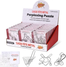 Metal Puzzles Brain Teaser, 24Pcs Metal Wire Puzzles for Adults Kids Teenagers, 