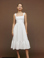 Reformation bucatini linen white midi dress size 8 NWT