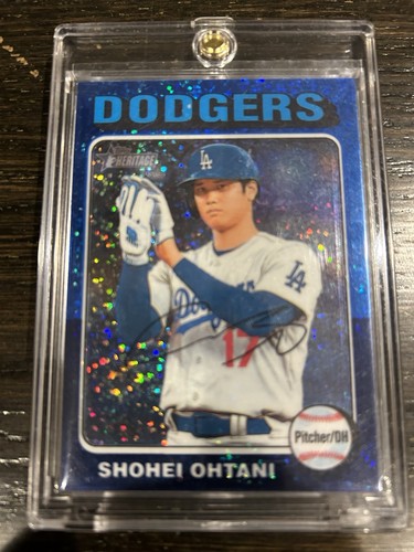 2024 Topps Heritage Chrome Shohei Ohtani Blue Sparkle Speckle Refractor #371