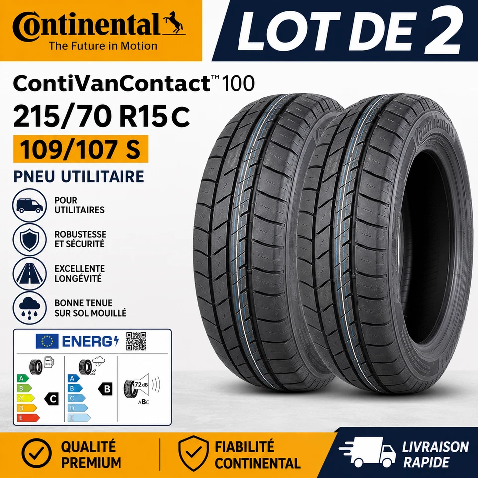2 Pneus 215/70 R15C 109/107S CONTINENTAL ContiVanContact 100 Utilitaire - Photo 1/1