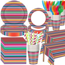 452 PCS Mexican Party Supplies Fiesta Tableware Set Plates Cups 50 Guests