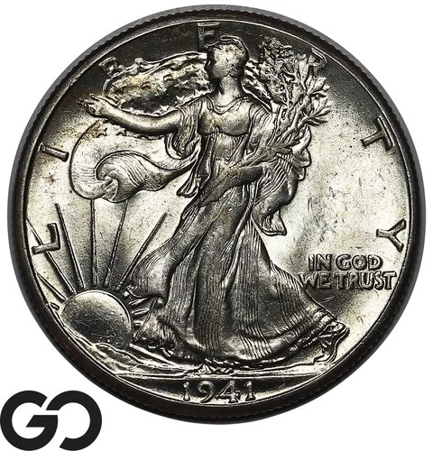 1941 Walking Liberty Half Dollar, Swirling Luster, Solid Gem BU++