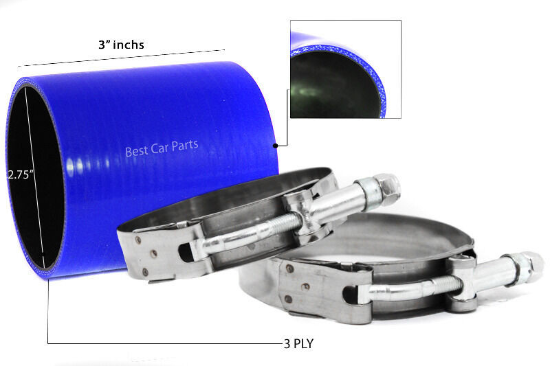 BLUE Silicone Coupler Hose 2.75" 70 mm + T-Bolt Clamp Air Intake Intercooler BMW