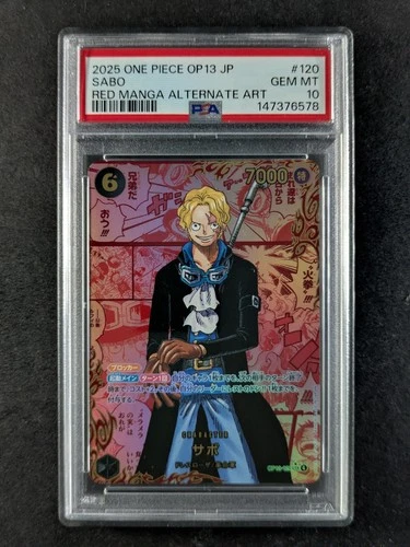 2025 One Piece RED MANGA SABO #OP13-120 Alternative Art Secret Rare PSA 10