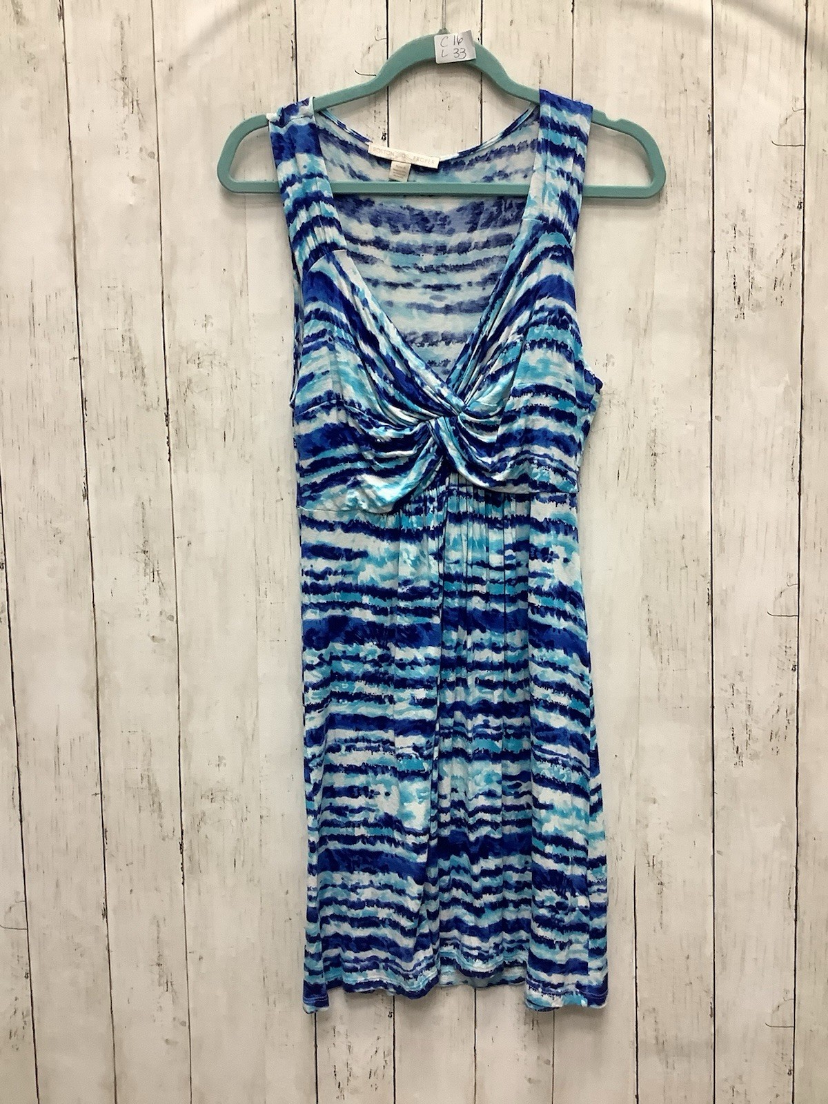 Boston Proper Blue White Abstract Tie Dye Sleeveless Knit Dress Size Small