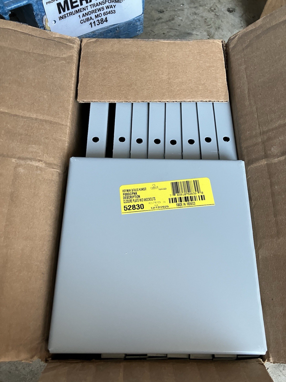 6" x 6" Wireway End Plate Type 1 Gray (No KOs) F66GCPNK ( Lot of 16 )