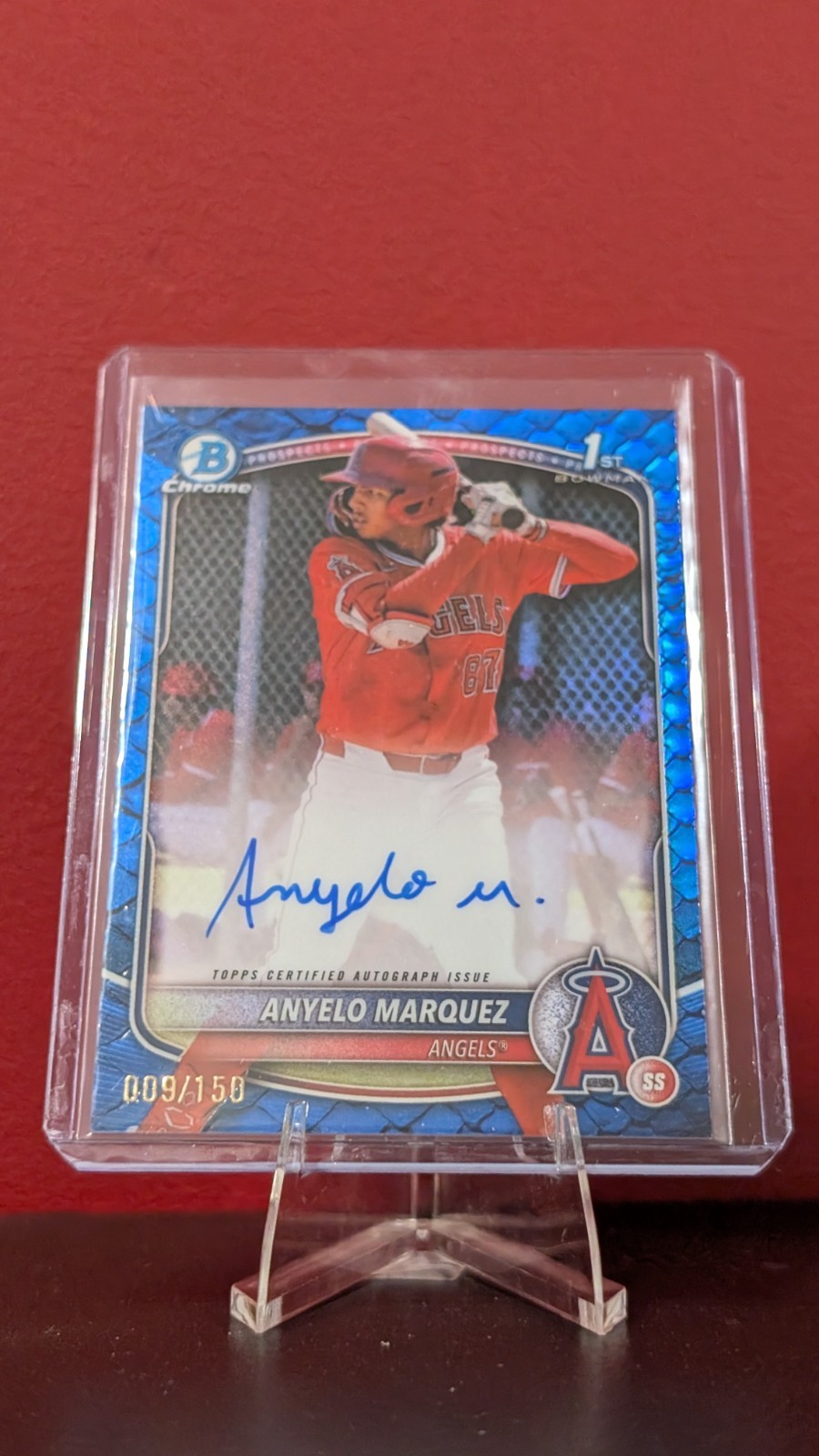 2025 Bowman Chrome Anyelo Marquez #CPA-AM Auto Blue Reptilian /150 Angels