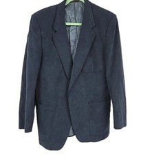 Vintage Doncaster Mens Navy Blue Suede Suit Jacket Large