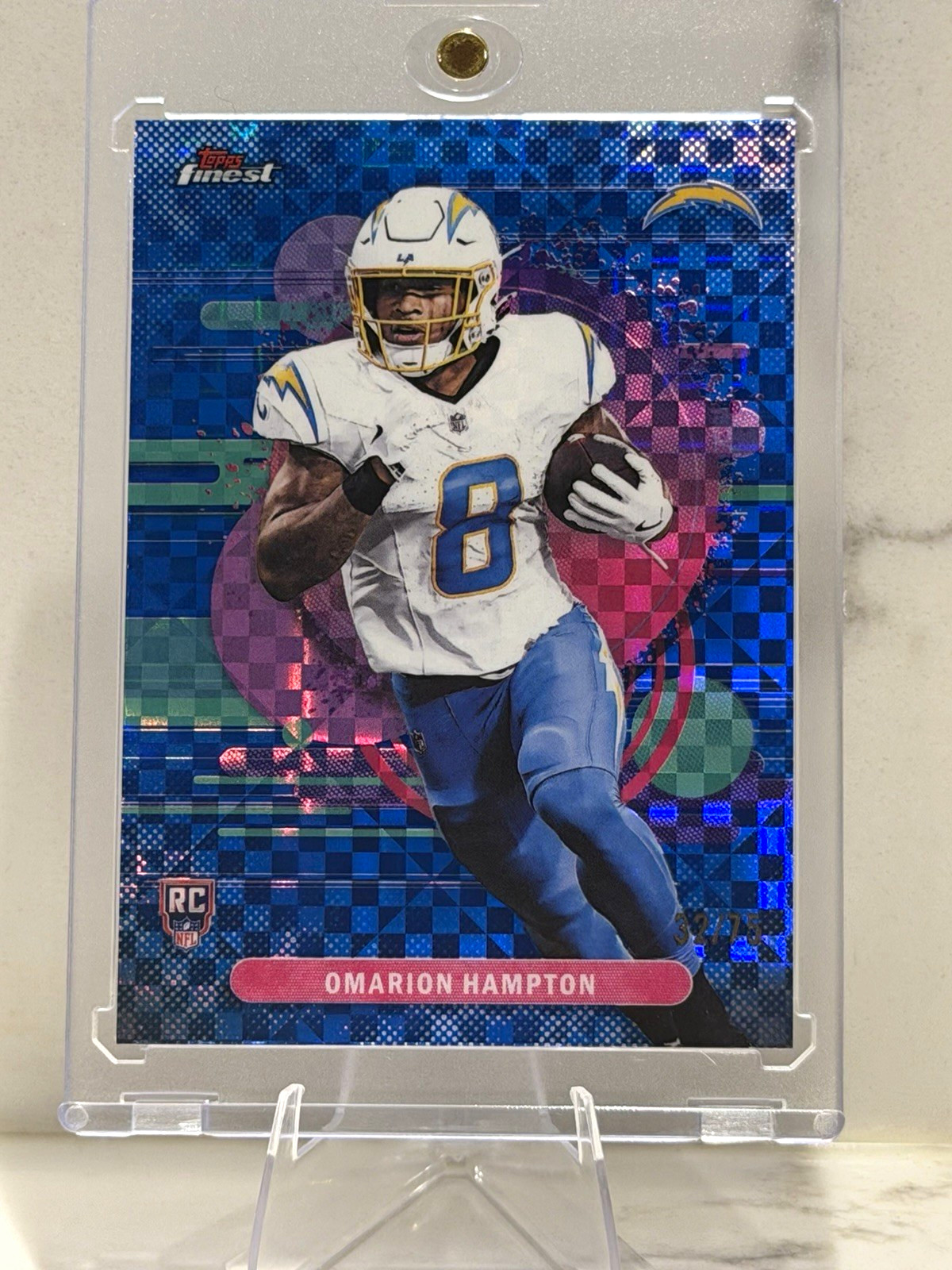 Topps Finest 2025 - Omarion Hampton Chargers Uncommon Blue XFractor RC #109 /75