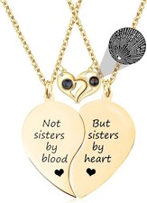 BFF Necklace for 2-Split Heart Not Sisters by Blood Pendant Best Frien