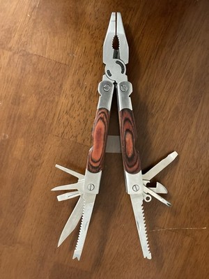 Sheffield 12-In-1 Multi Tool w/ Hardwood Handle Pliers Knife Blades Screwdrivers