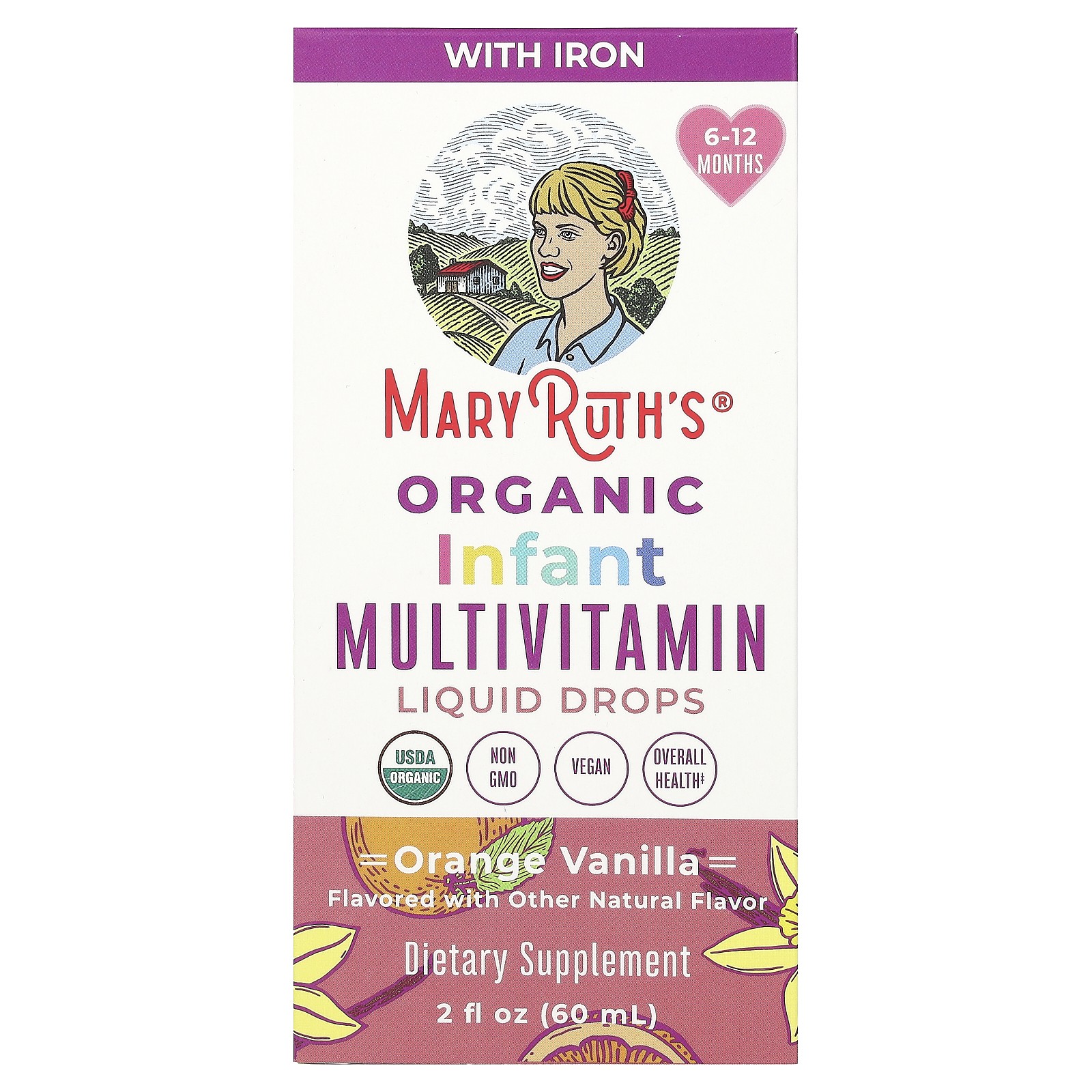 Organic Infant Multivitamin Liquid Drops, 6 - 12 Months, Orange Vanilla, 2 fl oz