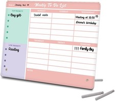 Desktop Thickened Acrylic Dry Erase Weekly To Do List, 11.8"x9.8" Colorful White