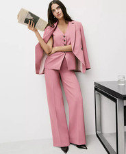 NEW ANN TAYLOR 139 SMOKEY ROSE FLUID CREPE WIDE LEG FLARE TROUSER PANTS SZ 6