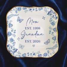 Personalized Mom Jewelry Dish Custom New Grandma Ring Dish First Time Keepsake