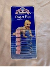 Baby King Diaper Pins Safety Lock Pin Stainless 6-pk Pink