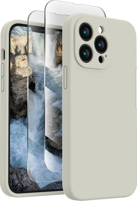 iPhone 13 Pro Max Beige Matte Silicone Case, Camera Protection, Screen Protector