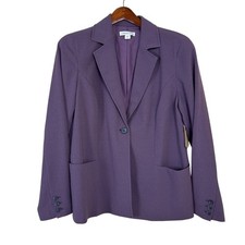 Coldwater Creek NEW Plum Purple Crepe Blazer Women's 12 Career Classic Office