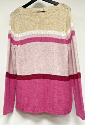 Gerry Weber Size M - L loose knit spring jumper in pink & beige