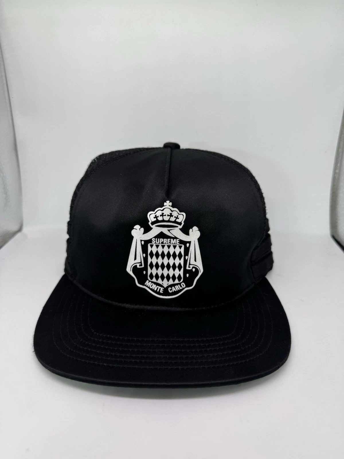 Casquette chapeau Bieber noir 303 maille rare 13SS Supreme x Starter Monte Carlo 5 panneaux