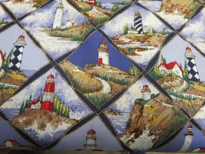Lighthouses Diamond Shape 58'' Wide 100% Cotton Fabric C9647