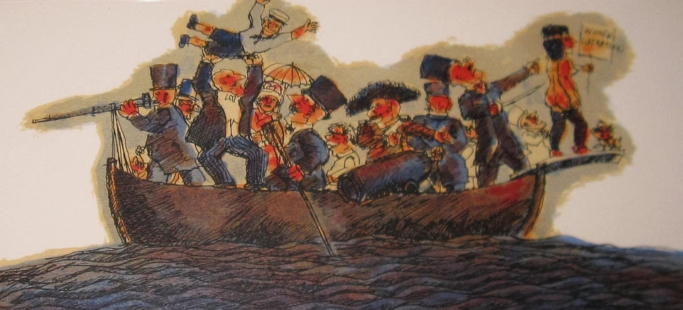 Franz Borghese  La Barca dei pazzi Serigrafia su carta esemplare 65/125 - Immagine 3 di 4