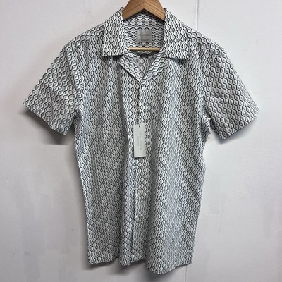 Van Larsson Shirt Geometrisches Rautenmuster Kurzarm Größe Medium Brandneu