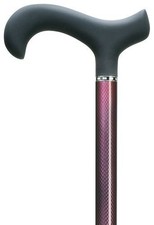 Men's Red Carbon Fiber Triple Wound Derby Handle Walking Cane-Supports 300 Lbs