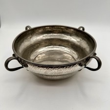 Tudric Pewter Liberty & Co 8” Bowl Hand Hammered Pewter Arts & Crafts Handles