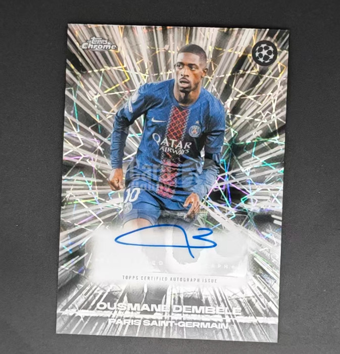 Ousmane Dembele 2025-26 Topps Chrome UEFA CC Black Lazer Auto #BLA-OD PSG view 1
