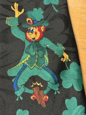 Steven Harris St Patricks Day Mens Tie Lucky Leprechaun W/ Green Shamrocks - Image 1 of 4