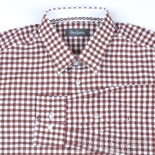ROBERT GRAHAM Brown Plaid Check 100 Cotton Mens Luxury Dress Shirt - 15.5
