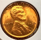 1936-P Lincoln Wheat Cent Penny GEM RED BU From an Original Bank Roll