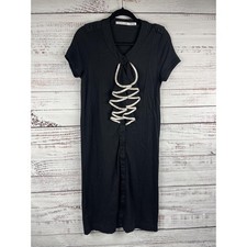 Viktor & Rolf H&M Dress Women's Size 6 Black Short Sleeve Button Front Ruffle