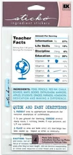 Rare NIP Sticko Stickers - TEACHER FACTS Ingredient Stickers Embellishments