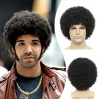 Afro Kinkly Curly Wigs Synthetic Wig for Black Men Natural Color Synthetic Hair