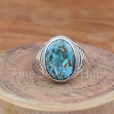Blue Copper Turquoise Ring, 925 Sterling Silver Ring, Designer Ring, Boho Ring
