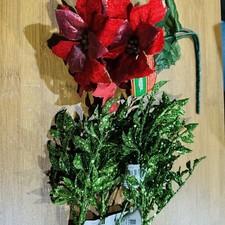 Lot of Artificial Holly Berry Greenery Floral Holiday Decor Branches Red Leaves