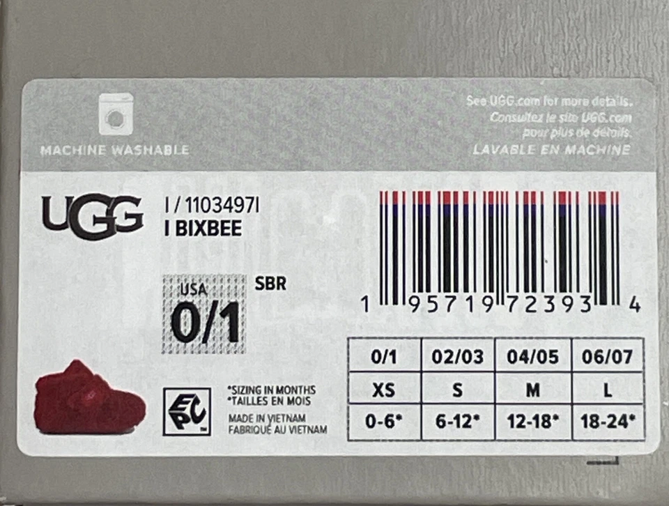 Botines de terciopelo UGG Bixbee en rosa, rojo o azul; tallas 0-6M, 6-12M, 12-18M CAJA NUEVA Foto 2 de 2